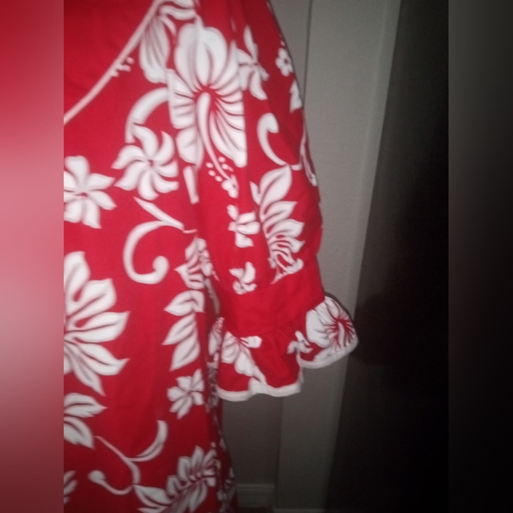 Vintage Hawaiian Maxi Dress Mumu Tropical Hibiscus XL - Picture 3 of 12